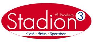 Logo des „Stadion 3“ in roten und blauen Farben, mit den Kategorien Café, Bistro und Sportsbar.