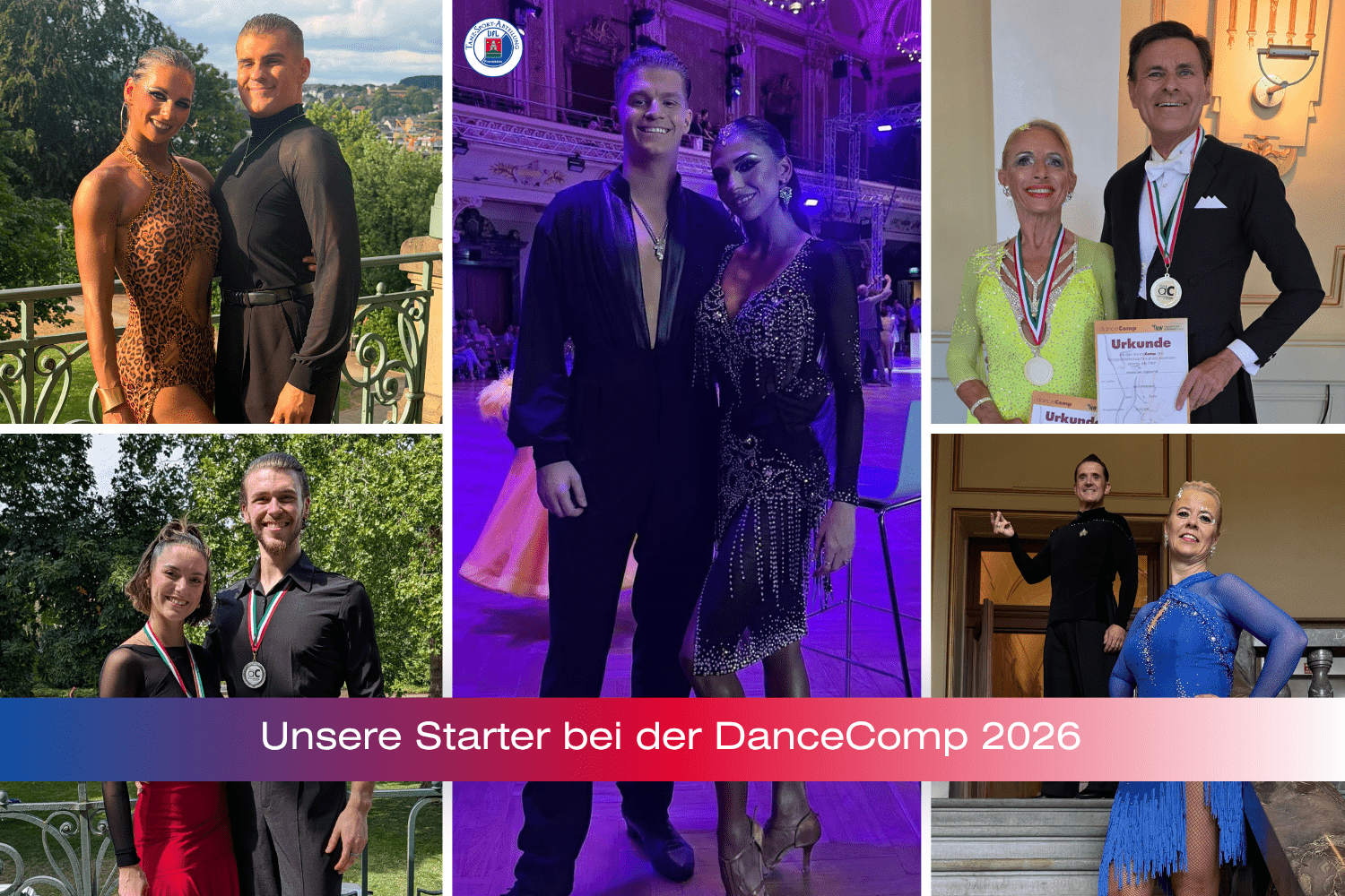 Ergebnisse DanceComp 2026 Collage aus mehreren Tanzpaaren